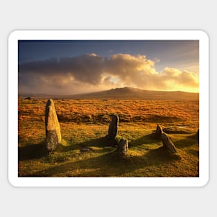 Merrivale Stone Rows Sunset Sticker